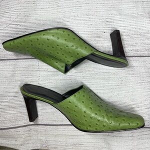 Terry Lewis Women’s 8 Genuine Leather Green Slip On Heels Shoes